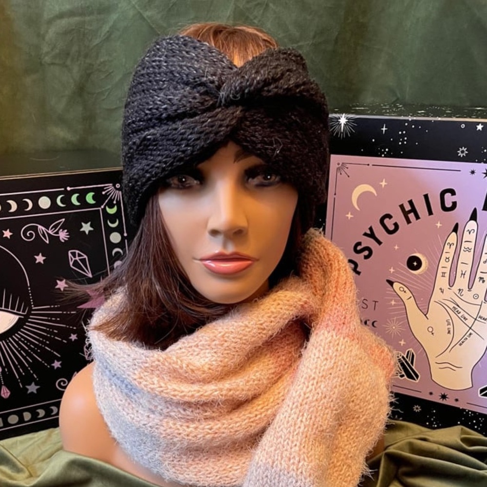 "Criss-Cross Cozy Boss" Charcoal Black Ear Warmer